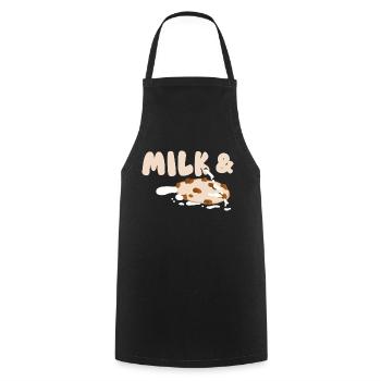 Lait et biscuits - Tablier de cuisine - noir - Devant - AI Model Male 185 dark (185cm)