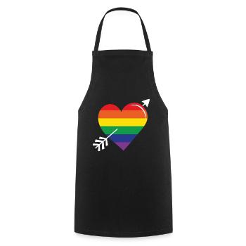 Arrow Rainbow Heart Pride - Cooking Apron - black - Front - AI Model Male 185 dark (185cm)