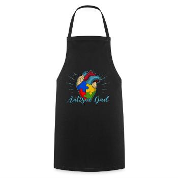 Autism Dad Heart Puzzle Piece Men Women Children - Cooking Apron - black - Front - AI Model Male 185 dark (185cm)