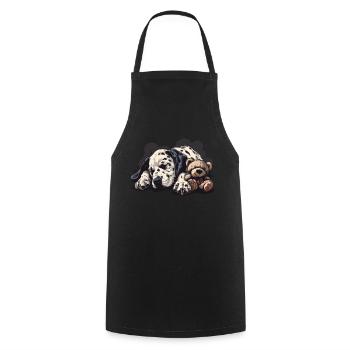 Dalmatien endormi avec ours en peluche - Tablier de cuisine - noir - Devant - AI Model Male 185 dark (185cm)