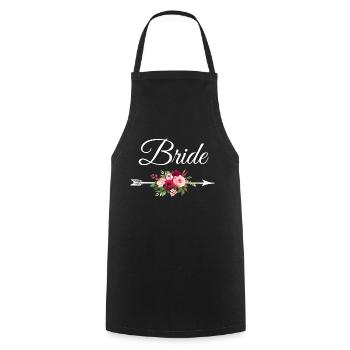 Bride Arrow Flower Bouquet - Cooking Apron - black - Front - AI Model Male 185 dark (185cm)