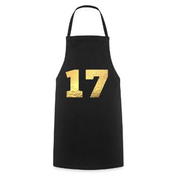 Nummer 17 Gold Glitter - 17. Jahrestag - Kochschürze - Schwarz - Vorne - AI Model Male 185 dark (185cm)