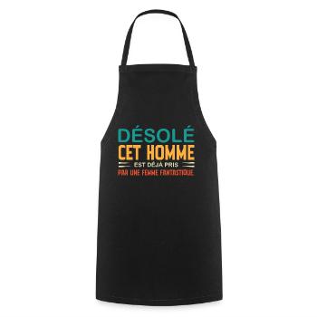 sorry this man is already taken - Cooking Apron - black - Front - AI Model Male 185 dark (185cm)