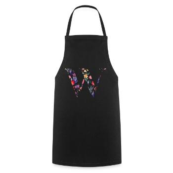 Blumen Personalisierter Buchstabe w - Geschenkidee - Kochschürze - Schwarz - Vorne - AI Model Male 185 dark (185cm)