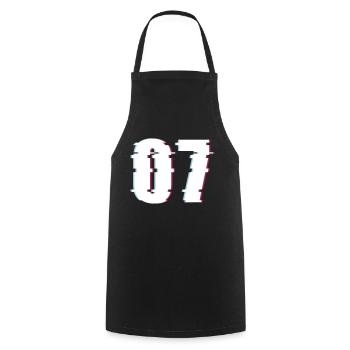 07 Sieben 7 Seven Zahl Effekt Verzerrt Nummer - Kochschürze - Schwarz - Vorne - AI Model Male 185 dark (185cm)
