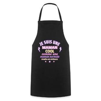 Maman cool, cadeau fête des mères, Fun - Tablier de cuisine - noir - Devant - AI Model Male 185 dark (185cm)
