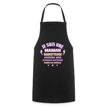 Maman basketteuse, cadeau fête des mères, basket - Tablier de cuisine - noir - Devant - AI Model Male 185 dark (185cm)