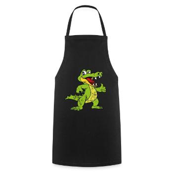 Retro Vintage Grunge Style Krokodil Alligator - Kochschürze - Schwarz - Vorne - AI Model Male 185 dark (185cm)