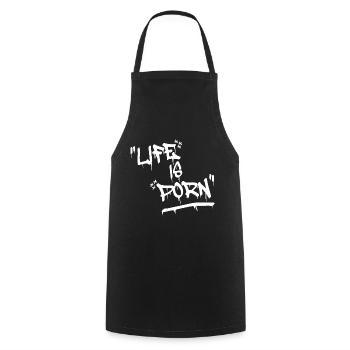 Life is Porn Graffiti Hip Hop - Kochschürze - Schwarz - Vorne - AI Model Male 185 dark (185cm)