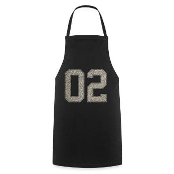 Number 02 back number 2 Two jersey number - Cooking Apron - black - Front - AI Model Male 185 dark (185cm)
