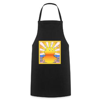 Kalifornien Orange Sunshine LSD Blotter - Kochschürze - Schwarz - Vorne - AI Model Male 185 dark (185cm)