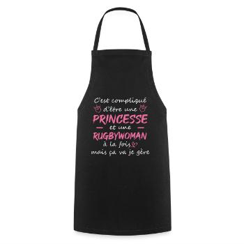 C'est compliqué d'être une princesse rugbywoman - Tablier de cuisine - noir - Devant - AI Model Male 185 dark (185cm)