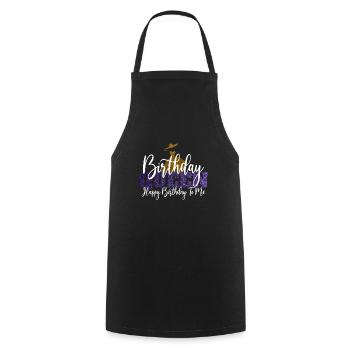 Anniversaire Reine Joyeux anniversaire à moi - Tablier de cuisine - noir - Devant - AI Model Male 185 dark (185cm)
