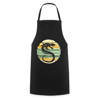 Retro Gecko Lézard Vintage Reptile Lézard Lizard - Tablier de cuisine - noir - Devant - AI Model Male 185 dark (185cm)