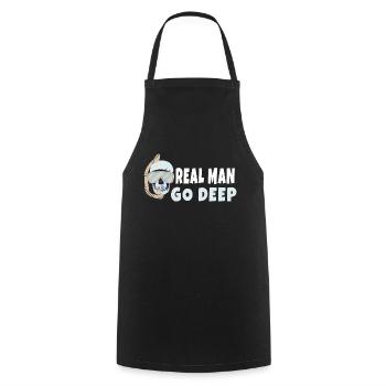Les vrais hommes vont plonger profondément plongeur - Tablier de cuisine - noir - Devant - AI Model Male 185 dark (185cm)