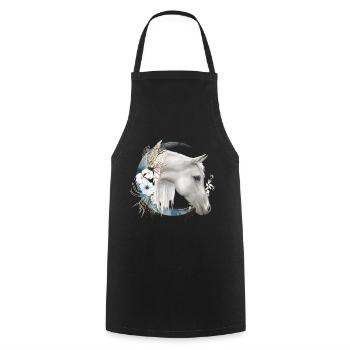 Horse motif Boho - Cooking Apron - black - Front - AI Model Male 185 dark (185cm)