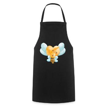 cœur de miel avec abeille mignonne - Tablier de cuisine - noir - Devant - AI Model Male 185 dark (185cm)