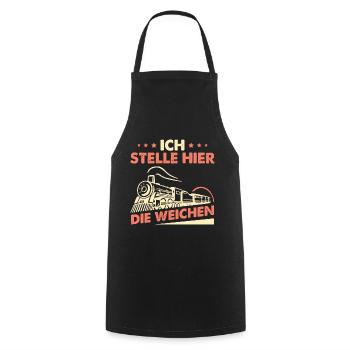 Ich Stelle Hier Die Weichen - Kochschürze - Schwarz - Vorne - AI Model Male 185 dark (185cm)