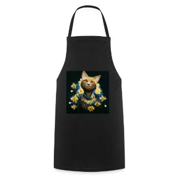 Cat - Angel - Transformation - Cooking Apron - black - Front - AI Model Male 185 dark (185cm)