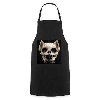 Hund Hündin Schädel Totenkopf Skull - Kochschürze - Schwarz - Vorne - AI Model Male 185 dark (185cm)