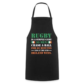 Rugby Is A Simple Game Ireland Rugby - Cooking Apron - black - Front - AI Model Male 185 dark (185cm)