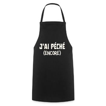 J'ai péché encore - Tablier de cuisine - noir - Devant - AI Model Male 185 dark (185cm)