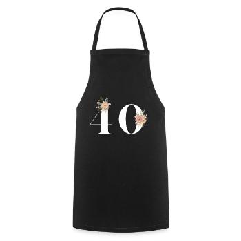 40e anniversaire fleuris (Cadeau de 40 ans) - Tablier de cuisine - noir - Devant - AI Model Male 185 dark (185cm)
