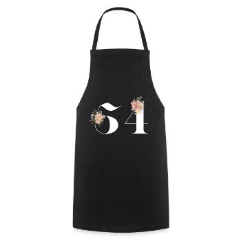 54th Anniversary flowers (Gift of 54 years) - Cooking Apron - black - Front - AI Model Male 185 dark (185cm)