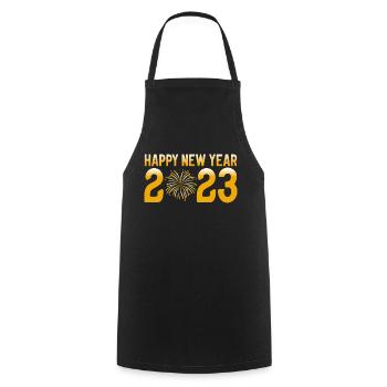 3 Happy new year 2023 - Cooking Apron - black - Front - AI Model Male 185 dark (185cm)