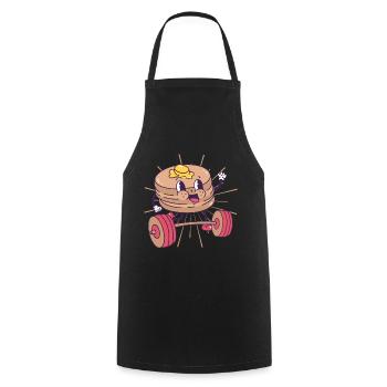 Pancakes Musculation Fitness Pancake kawaii - Tablier de cuisine - noir - Devant - AI Model Male 185 dark (185cm)