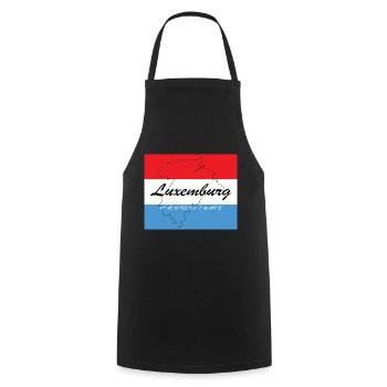 Luxemburg - Hauptstadt mit GPS & Flagge - Kochschürze - Schwarz - Vorne - AI Model Male 185 dark (185cm)