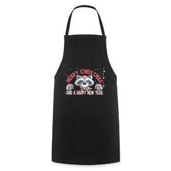 Joyeux Noël et bonne année ratons laveurs - Tablier de cuisine - noir - Devant - AI Model Male 185 dark (185cm)