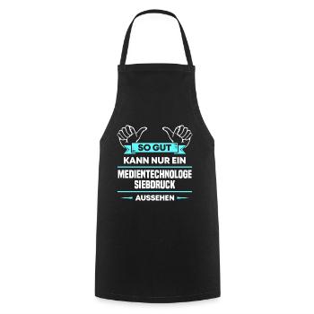 Medientechnologe Siebdruck Design für stolze Profi - Kochschürze - Schwarz - Vorne - AI Model Male 185 dark (185cm)