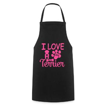 Terrier russe noir Maman Mama Maîtresse Dictons - Tablier de cuisine - noir - Devant - AI Model Male 185 dark (185cm)