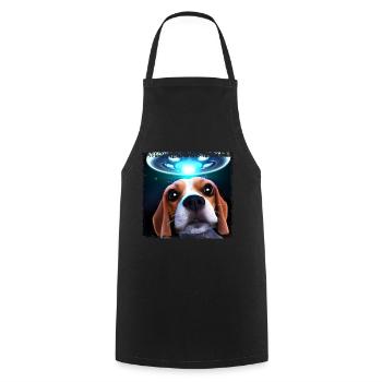 UFO-Selfie mit Beagle - Kochschürze - Schwarz - Vorne - AI Model Male 185 dark (185cm)