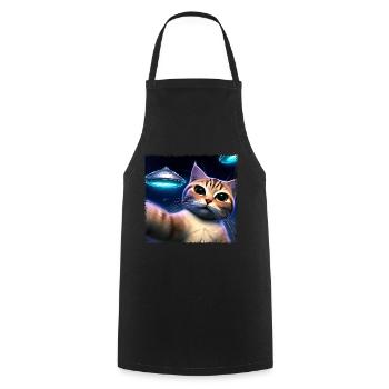 Selfie de chat avec OVNI - Tablier de cuisine - noir - Devant - AI Model Male 185 dark (185cm)