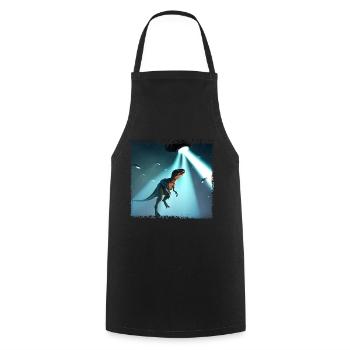 UFO trifft auf Dinosaurier - Kochschürze - Schwarz - Vorne - AI Model Male 185 dark (185cm)