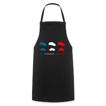 La Moustache Française - 3 logos France - Tablier de cuisine - noir - Devant - AI Model Male 185 dark (185cm)