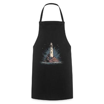 Lighthouse Coast Sea Sea Ocean Baltic Sea North Sea - Cooking Apron - black - Front - AI Model Male 185 dark (185cm)
