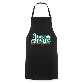 L’amour comme Jésus Dicton chrétien - Tablier de cuisine - noir - Devant - AI Model Male 185 dark (185cm)