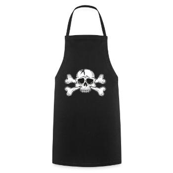 skull with bones - Cooking Apron - black - Front - AI Model Male 185 dark (185cm)