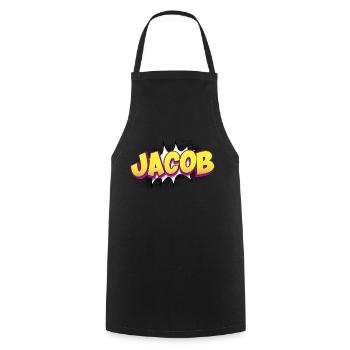 Jacob Nom personnalisé Style de bande dessinée Pop Art, Jacob - Tablier de cuisine - noir - Devant - AI Model Male 185 dark (185cm)