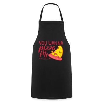 You want to Pizza Me - Funny Pizza Lovers - Cooking Apron - black - Front - AI Model Male 185 dark (185cm)