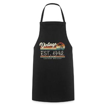 1942 né cadeau d’anniversaire vintage - Tablier de cuisine - noir - Devant - AI Model Male 185 dark (185cm)
