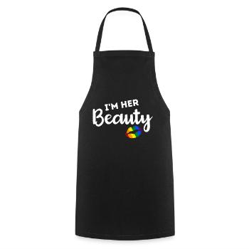 LGBT Pride Arc-en-ciel Couples Lesbiennes Je suis sa beauté - Tablier de cuisine - noir - Devant - AI Model Male 185 dark (185cm)