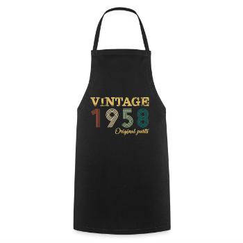 Jahrgang 1958 Originalteile Geburtsjahr Geburtstag - Kochschürze - Schwarz - Vorne - AI Model Male 185 dark (185cm)