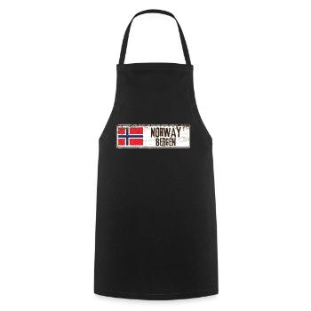 Bergen Norway Flag - Cooking Apron - black - Front - AI Model Male 185 dark (185cm)