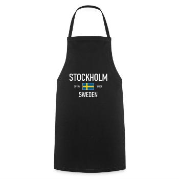 Stockholm - Suède - Sverige Coordonnées du drapeau - Tablier de cuisine - noir - Devant - AI Model Male 185 dark (185cm)