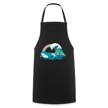 Pride Blahaj with Rainbow - Cooking Apron - black - Front - AI Model Male 185 dark (185cm)