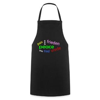 Peace word cloud - Cooking Apron - black - Front - AI Model Male 185 dark (185cm)